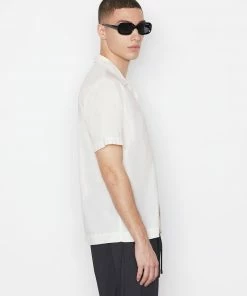 Frame-denim Men Short Sleeve Camp Collar Shirt -- Milk