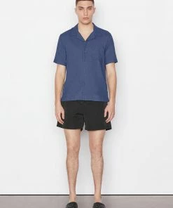 Frame-denim Men Short Sleeve Camp Collar Shirt -- Navy