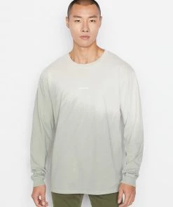 Frame-denim Long Sleeve Tie Dye T-Shirt -- Milk Beige Tie Dye Men