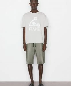 Frame-denim Abstract Print Short Sleeve Tee -- Grey Green Men