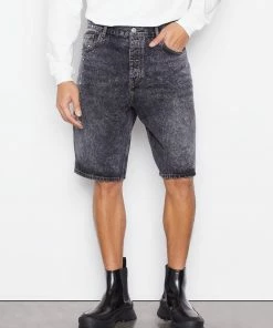 Frame-denim Men Baggy Fit Short -- Noir Paint