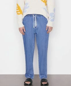 Frame-denim Silk Denim Trouser -- Blue Jean
