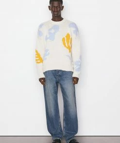 Frame-denim Women Abstract Intarsia Sweater -- Bone Multi