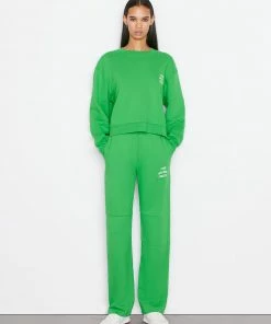 Frame-denim Mixed Crew Sweatshirt -- Grass Green