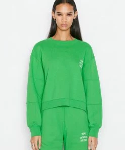 Frame-denim Mixed Crew Sweatshirt -- Grass Green