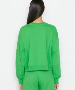 Frame-denim Mixed Crew Sweatshirt -- Grass Green