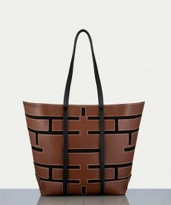 Frame-denim Plaque Cut Out Tote -- Tobacco
