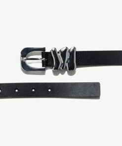Frame-denim Women Organic Shape Tri Keeper Belt -- Noir