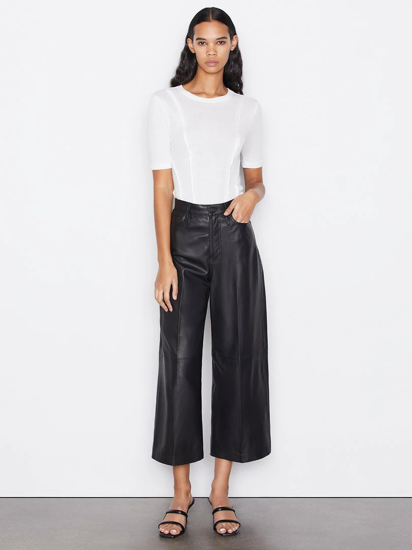 New π Frame-denim Leather High Rise Wide Crop -- Noir π 2 Frame-denim Leather High Rise Wide Crop -- Noir