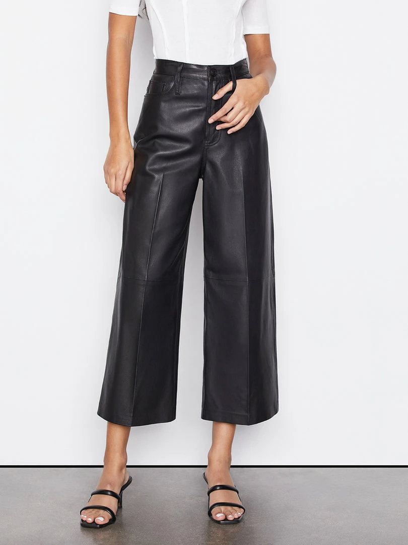 New π Frame-denim Leather High Rise Wide Crop -- Noir π 1 Frame-denim Leather High Rise Wide Crop -- Noir