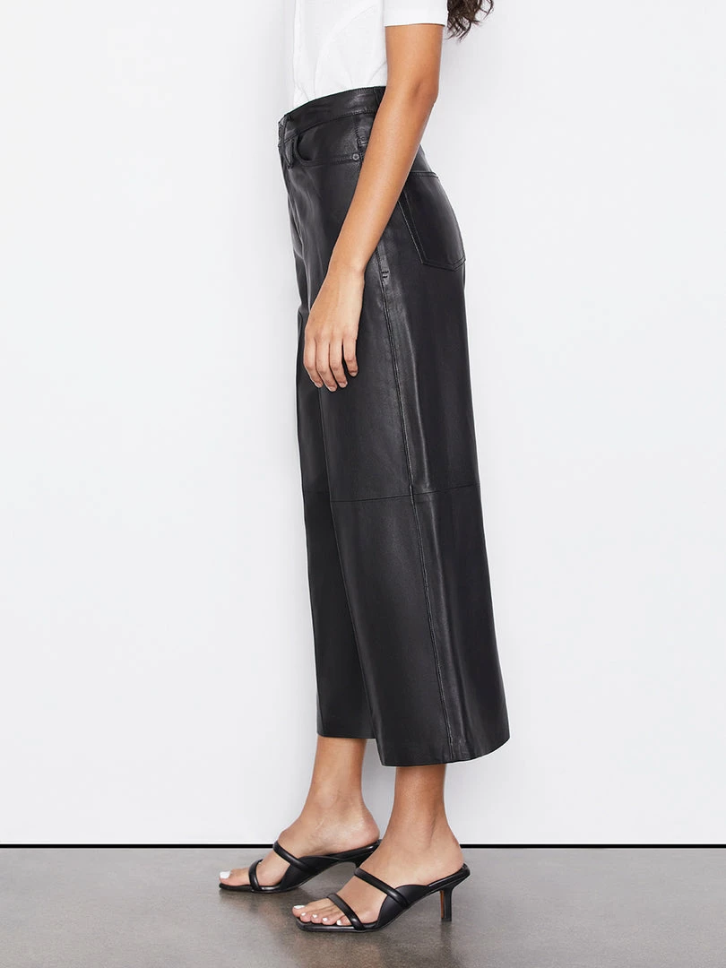 New π Frame-denim Leather High Rise Wide Crop -- Noir π 4 Frame-denim Leather High Rise Wide Crop -- Noir