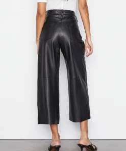 New π Frame-denim Leather High Rise Wide Crop -- Noir π 9 Frame-denim Leather High Rise Wide Crop -- Noir