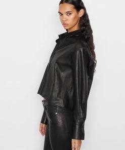 New π Frame-denim The Cutoff Oversized Leather π Shirt -- Noir π 8 Frame-denim The Cutoff Oversized Leather Shirt -- Noir