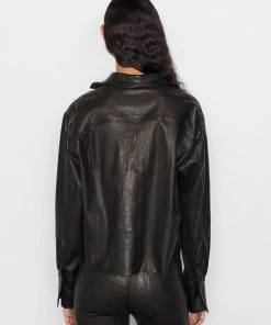 New π Frame-denim The Cutoff Oversized Leather π Shirt -- Noir π 9 Frame-denim The Cutoff Oversized Leather Shirt -- Noir