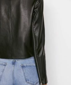 Frame-denim Exposed Zip Leather Jacket -- Noir Women