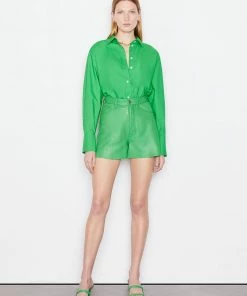 Frame-denim High Rise Leather Short -- Grass Green Women