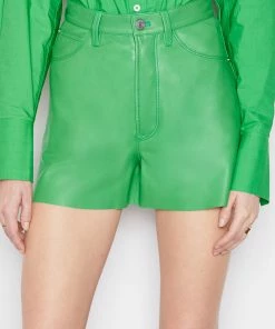 Frame-denim High Rise Leather Short -- Grass Green Women
