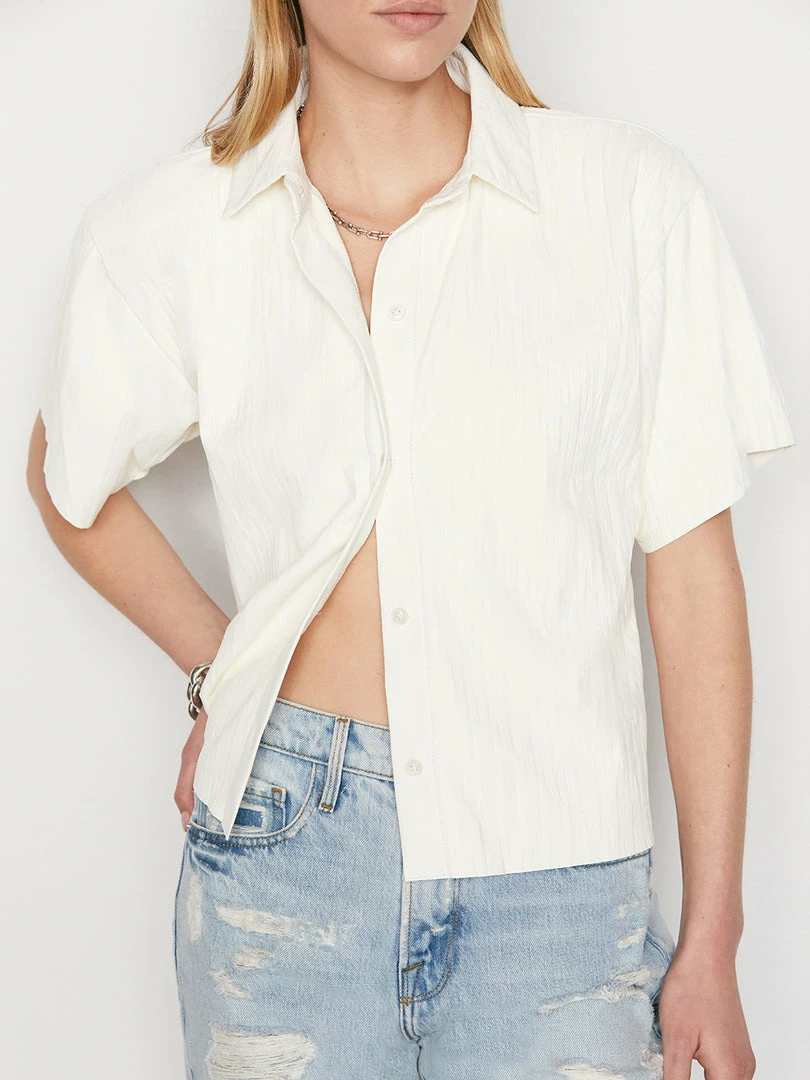 Flash Sale π Frame-denim Pleated Leather Lounge π Shirt -- Bone π 3 Frame-denim Pleated Leather Lounge Shirt -- Bone