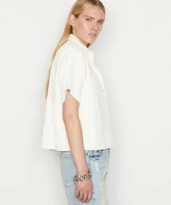 Flash Sale π Frame-denim Pleated Leather Lounge π Shirt -- Bone π 10 Frame-denim Pleated Leather Lounge Shirt -- Bone