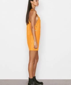 Frame-denim Women Leather Shortall -- Kumquat