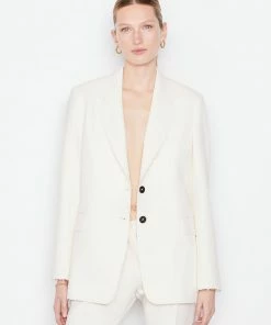 Frame-denim Women Oversized Raw Edge Blazer -- Off White