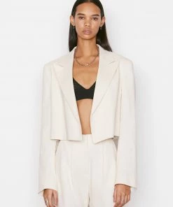 Frame-denim Clean Cropped Blazer -- Flax