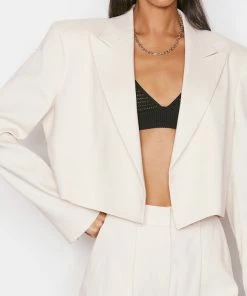 Frame-denim Clean Cropped Blazer -- Flax