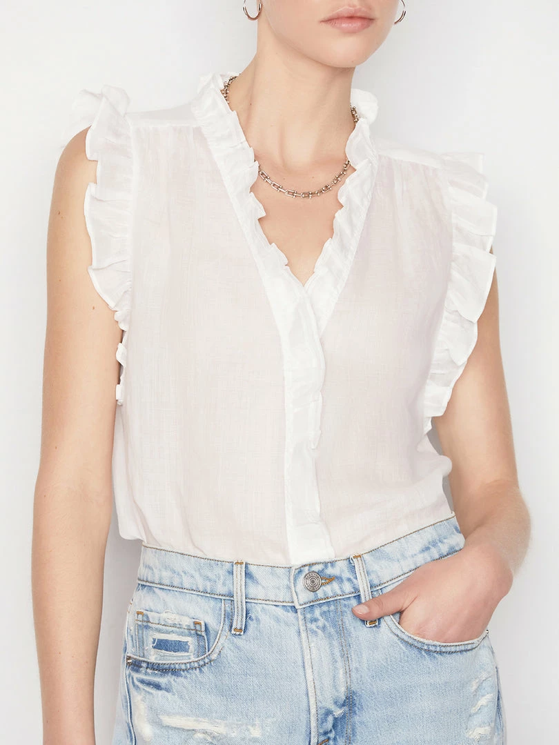 Top 10 π₯° Frame-denim π© Women Lauren Top -- Blanc π 3 Frame-denim Women Lauren Top -- Blanc