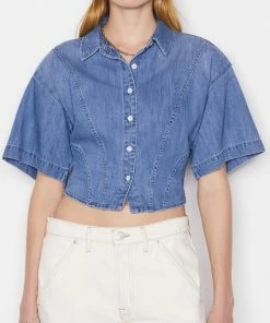 Frame-denim Women Seam Detail Shirt -- Shoreline Wash