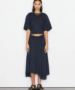 Frame-denim Women Gathered Seam Top -- Navy