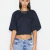 Frame-denim Women Gathered Seam Top -- Navy