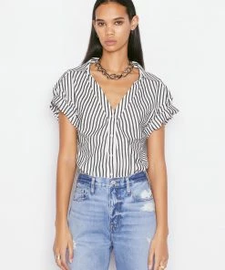 Frame-denim Rolled Sleeve Top -- Noir Multi Women