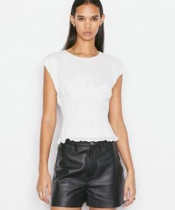 Frame-denim Smocked Sleeveless Top -- Blanc Women