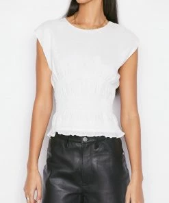 Cheap π― Frame-denim Smocked Sleeveless Top -- Blanc π© Women π 6 Frame-denim Smocked Sleeveless Top -- Blanc Women