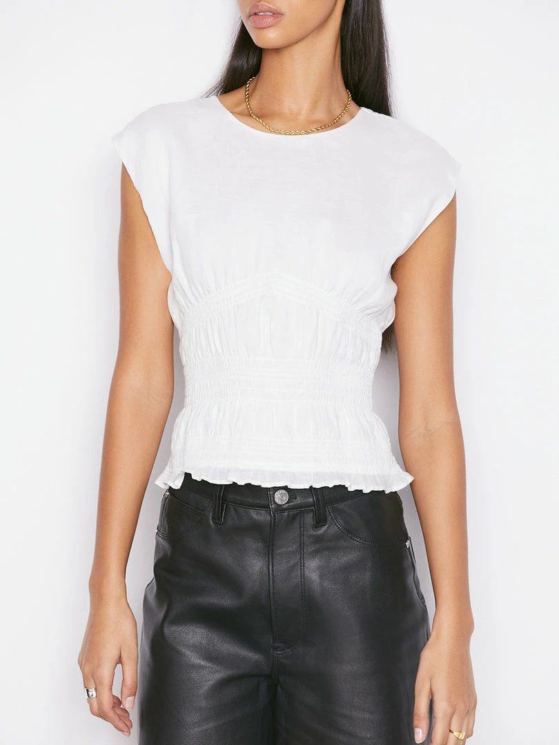 Cheap π― Frame-denim Smocked Sleeveless Top -- Blanc π© Women π 3 Frame-denim Smocked Sleeveless Top -- Blanc Women