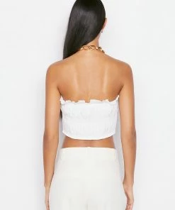 Frame-denim Women Smocked Strapless Blouse -- Blanc