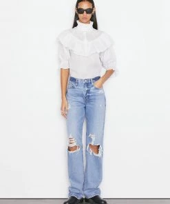 Frame-denim Women Ruffle Flounce Top -- Blanc