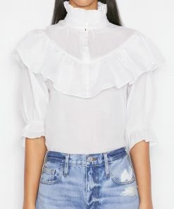 Frame-denim Women Ruffle Flounce Top -- Blanc