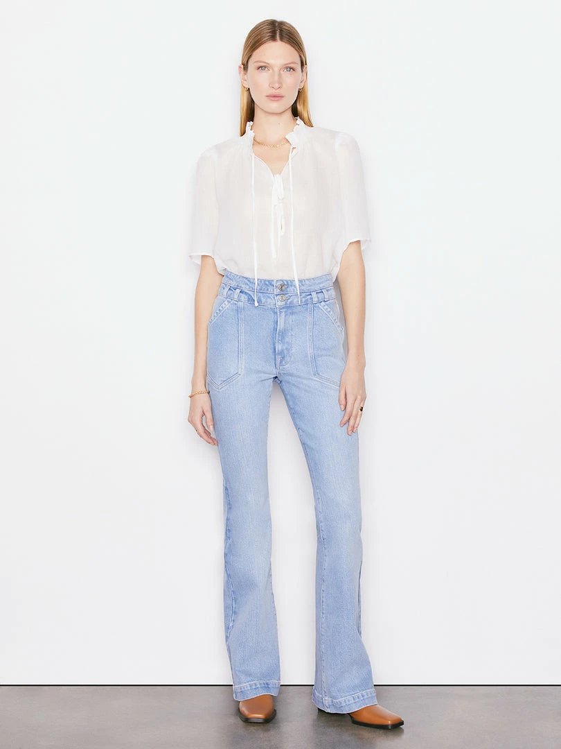 Best deal π Frame-denim Tie-Neck Ruffle Popover -- Blanc π© Women 𧨠2 Frame-denim Tie-Neck Ruffle Popover -- Blanc Women