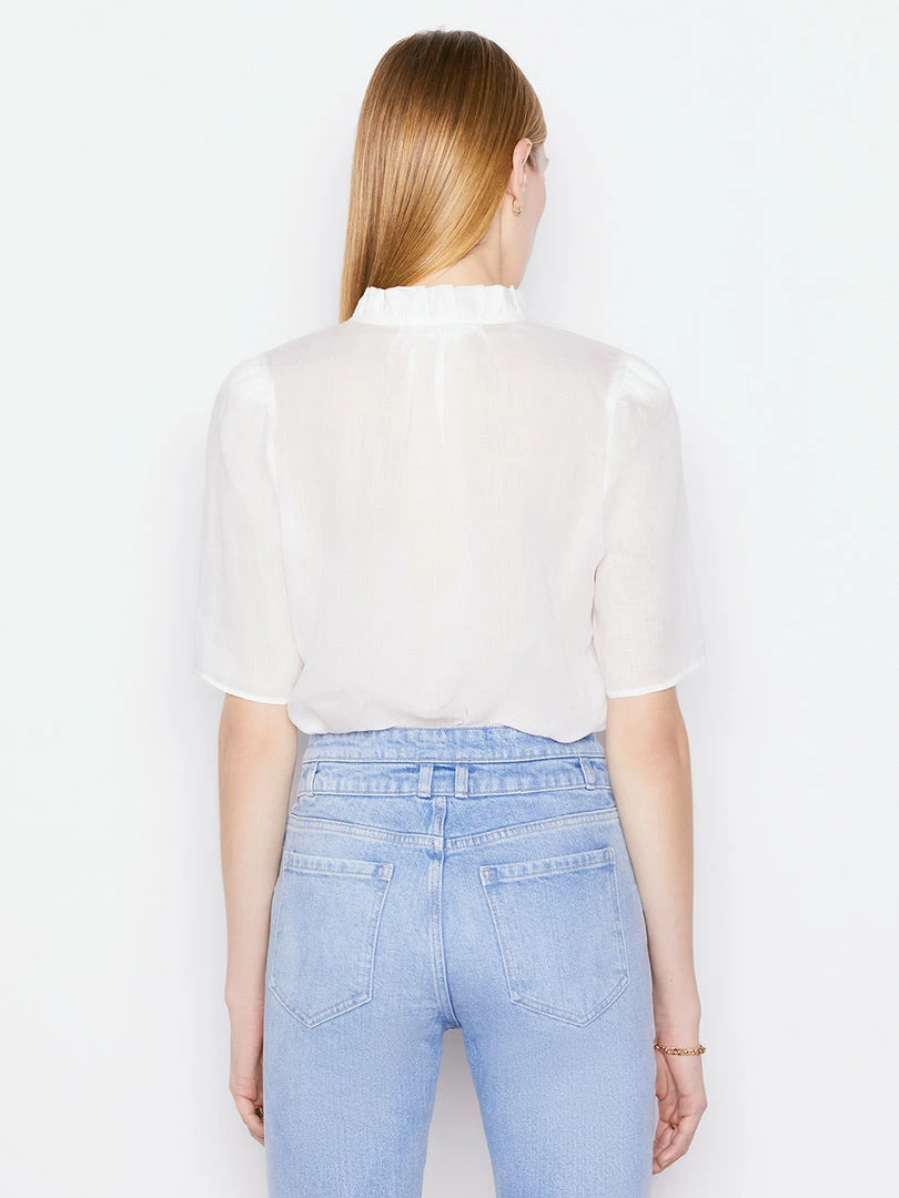 Best deal π Frame-denim Tie-Neck Ruffle Popover -- Blanc π© Women 𧨠4 Frame-denim Tie-Neck Ruffle Popover -- Blanc Women