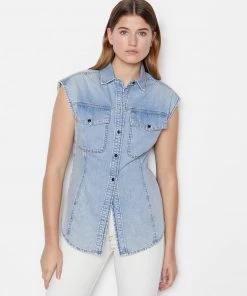 Frame-denim Cutaway Arie Top -- Cresthaven