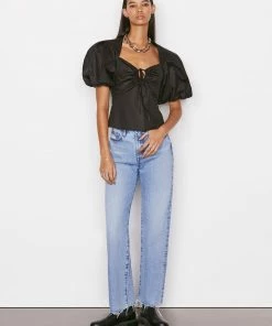 Frame-denim Women Tie Neck Top -- Noir