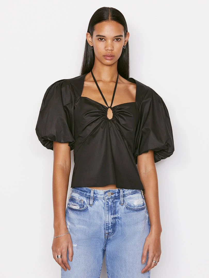 Coupon π Frame-denim π© Women Tie Neck Top -- Noir β 1 Frame-denim Women Tie Neck Top -- Noir