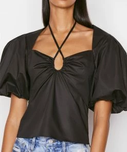 Coupon π Frame-denim π© Women Tie Neck Top -- Noir β 10 Frame-denim Women Tie Neck Top -- Noir