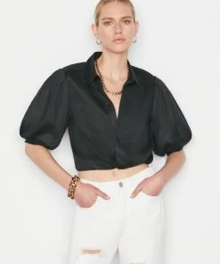 Frame-denim Voluminous Twist Top -- Noir