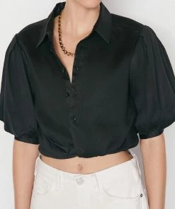Frame-denim Voluminous Twist Top -- Noir