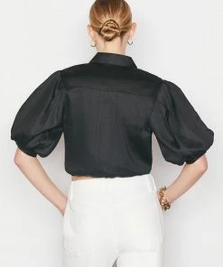 Frame-denim Voluminous Twist Top -- Noir