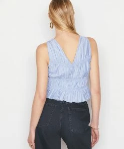 Frame-denim Women Cinched Crinkle Tank -- Chambray Blue
