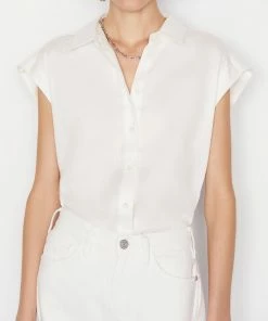 Frame-denim Sleeveless Button Down -- Off White