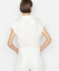 Frame-denim Sleeveless Button Down -- Off White